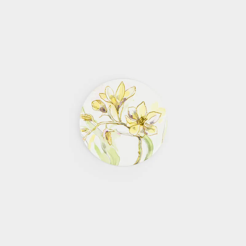 Подставка под кружку, 11 см, круглая, керамика/пробка, белая, Цветы, Bloome