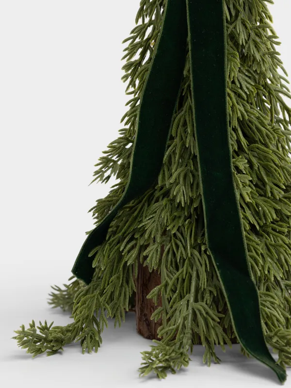 Ель искусственная, 37 см, Ель с зеленым бантом и бронзовым шаром, Conifer curved, image-2