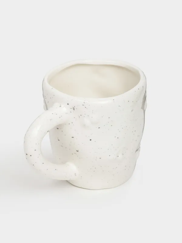 Кружка, 330 мл, керамика, молочная, в крапинку, Вишни, Relief, image-1