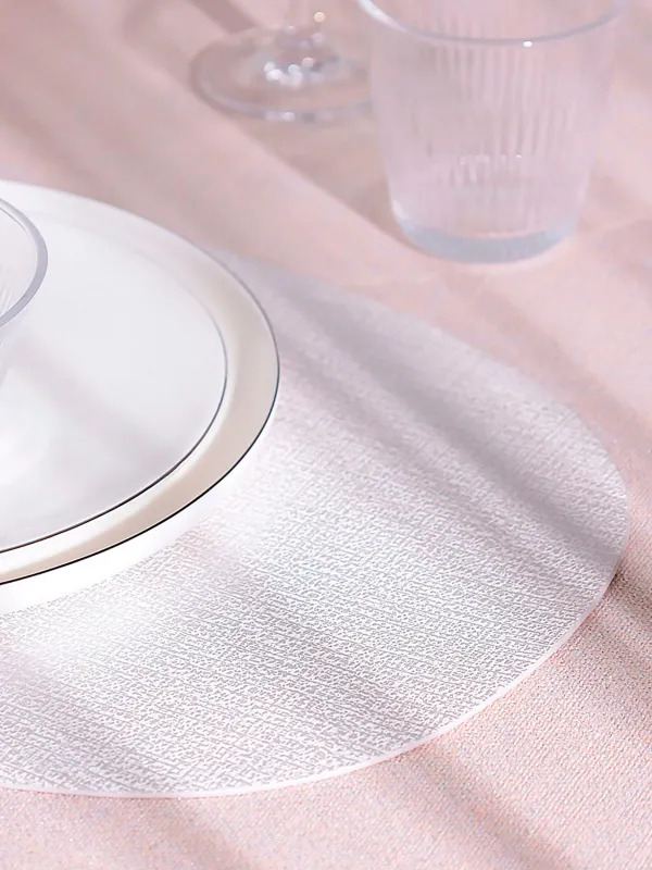 Салфетка под приборы, 30х45 см, ПВХ, овальная, белая, Серебристые капли, Rock, image-4