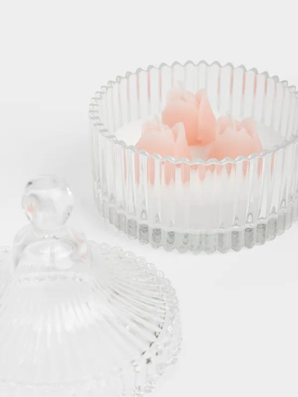 Свеча ароматическая, 11x5 см, в подсвечнике, с крышкой, стекло, Lychee Blossom, Тюльпаны, Rose, image-3