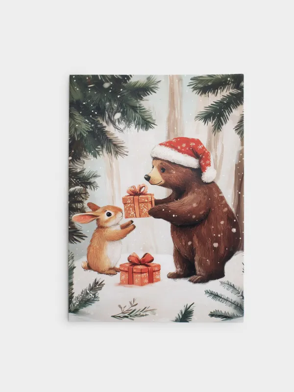 Открытка подарочная, 12х17 см, бумага, Мишка и заяц, Friends forest, image-0