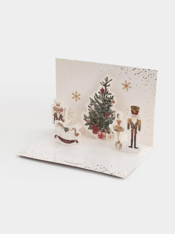 Открытка подарочная 3D, 13х18 см, бумага, бордовая, Елка, Christmas, image-4