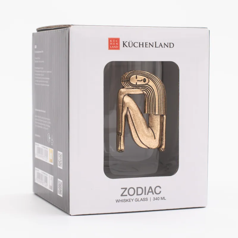 Стакан для виски, 10 см, 340 мл, стекло/металл, золотистый, Дева, Zodiac, image-5