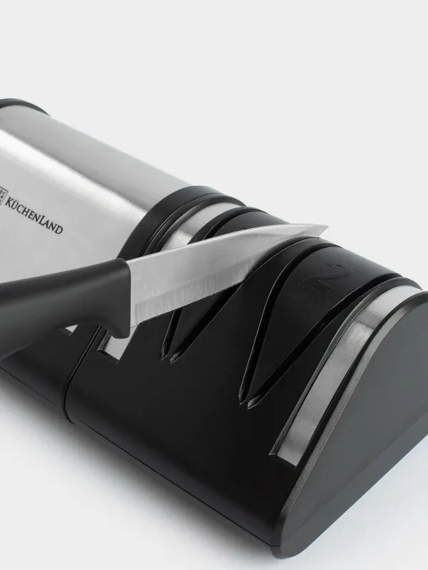 Точило для ножей, 21 см, два этапа заточки, электрическое, пластик/сталь, черное, Accessories, image-3