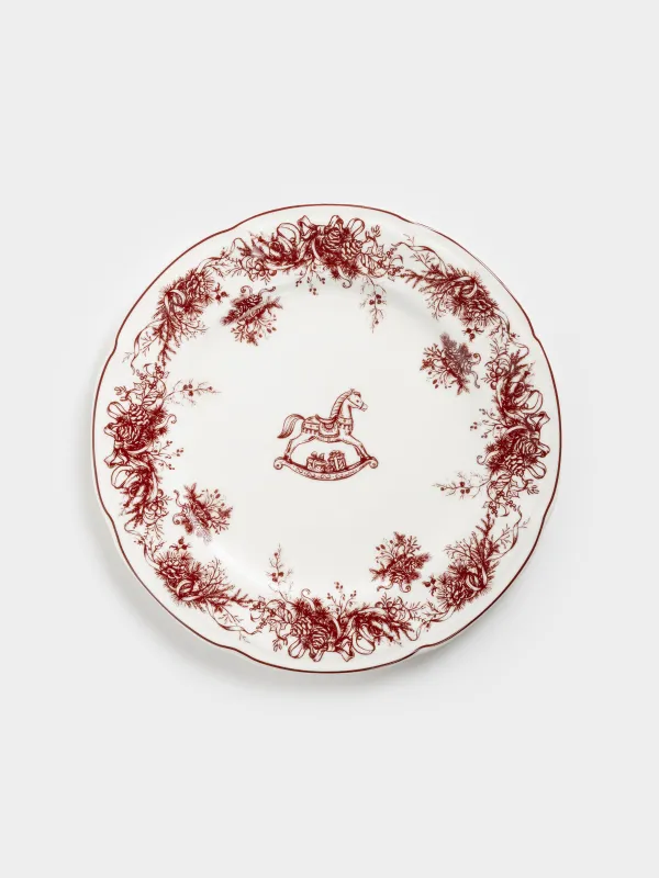 Тарелка закусочная, 20 см, фарфор N, бело-бордовая, Лошадка, Winter lace, image-0