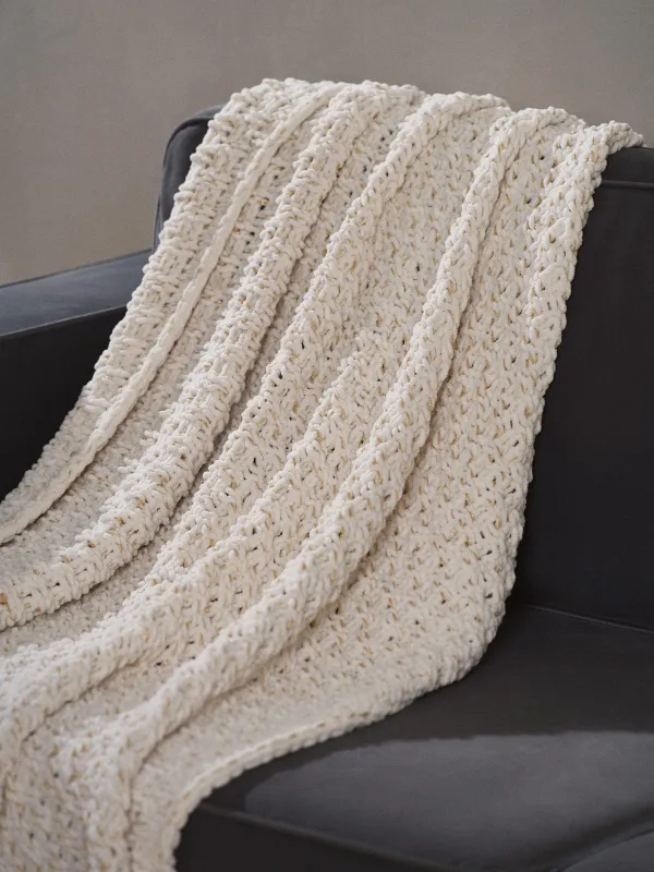 Плед, 127x152 см, вязаный, полиэстер, слоновая кость, Node, image-4