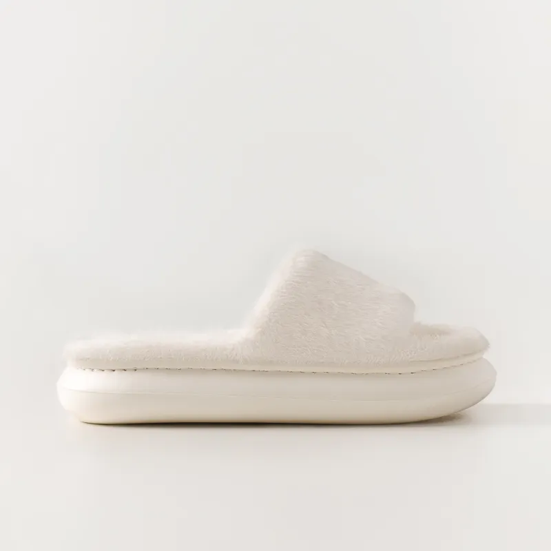 Тапочки женские, домашние, искусственный мех, молочные, Hotty