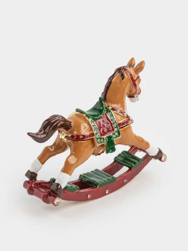 Шкатулка, 10х8 см, металл, коричневая, Лошадка, Antique horse, image-3