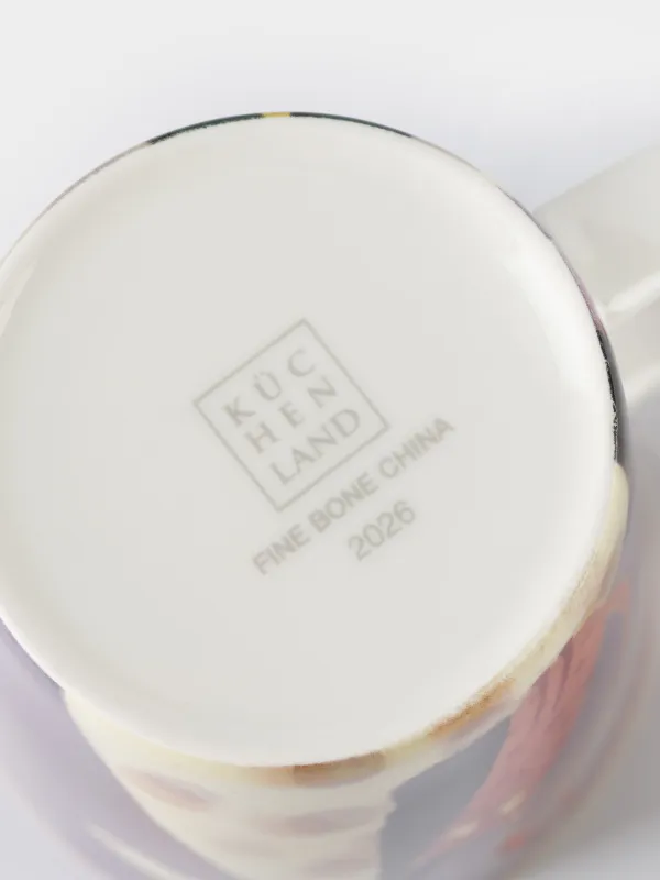 Кружка, 350 мл, фарфор F, с золотистым кантом, Лошади и кот, Horse cute, image-5