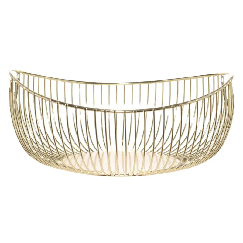 Корзина для фруктов, 28 см, с ручками, металл, золотистая, Twist gold