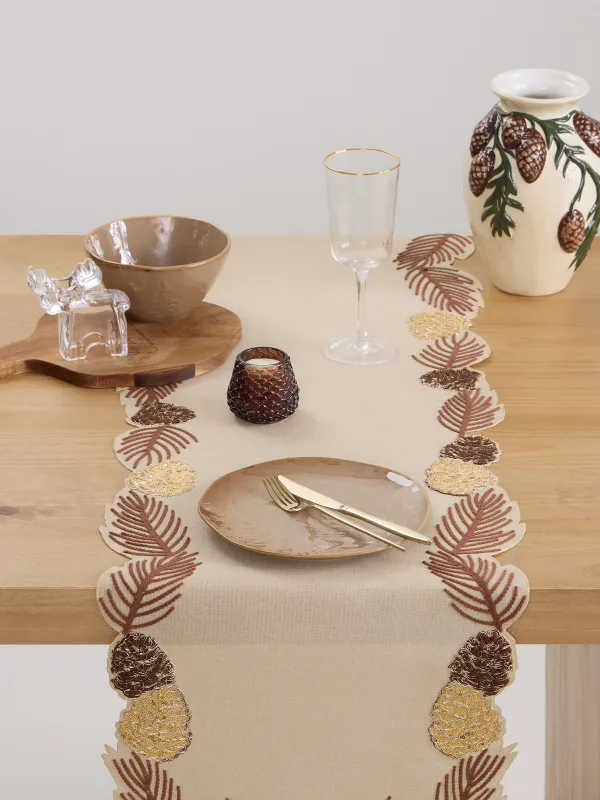 Дорожка настольная, 40х160 см, Шишки на ветках, Conifers, image-3