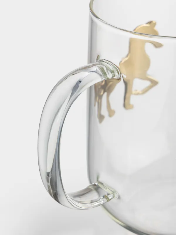Кружка, 580 мл, стекло Б/металл, Золотистая лошадь, Lux elements, image-2