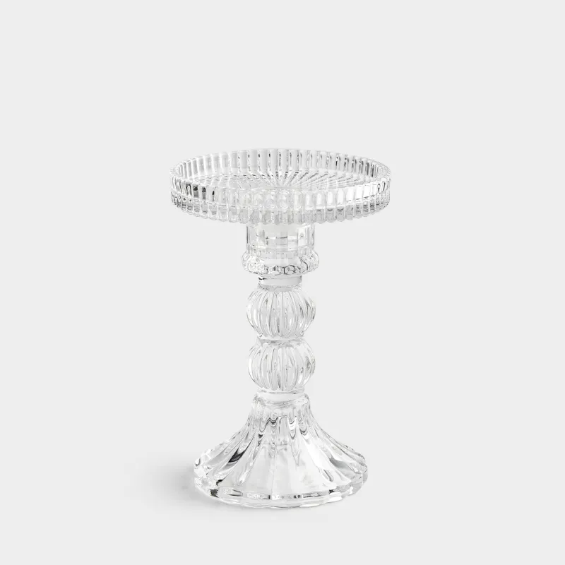 Подсвечник, 14 см, для цилиндрической/тонкой свечи, на ножке, разборный, стекло, Ribby