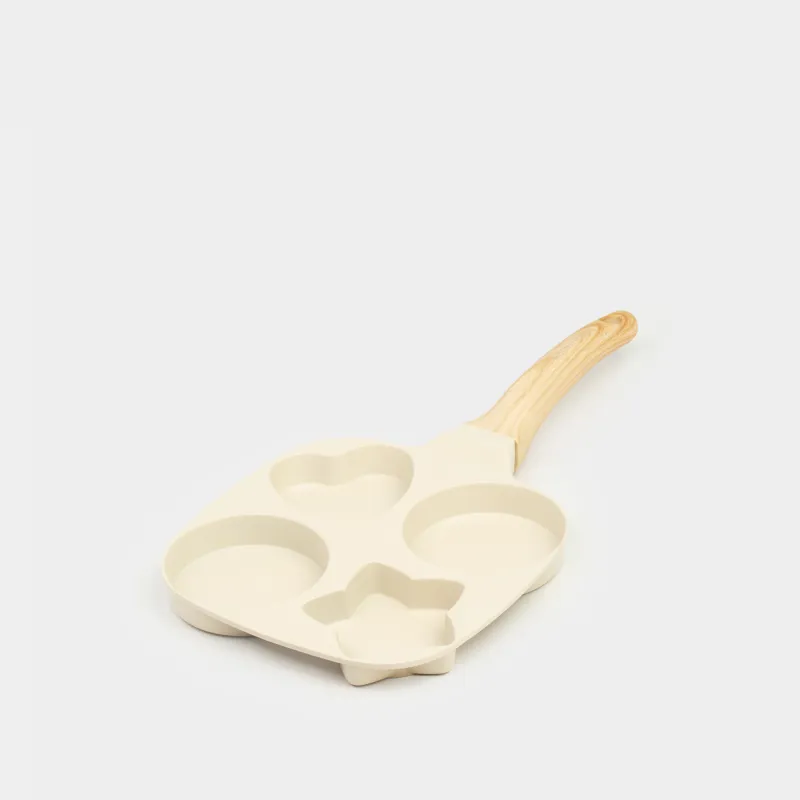 Сковорода для яиц и оладий, 19 см, 4 отд, с покрытием, алюминий, молочная, Фигуры, Sentimentality