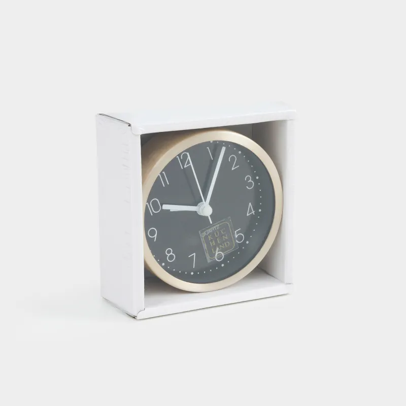 Часы-будильник, 9 см, металл/стекло, круглые, золотисто-черные, Dial, image-6