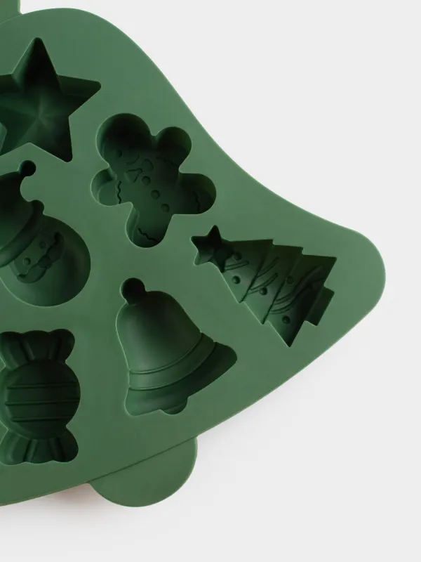 Форма для выпечки кексов, 23х19 см, 6 отд, силикон, зеленая, Колокольчик, Bakery color, image-3