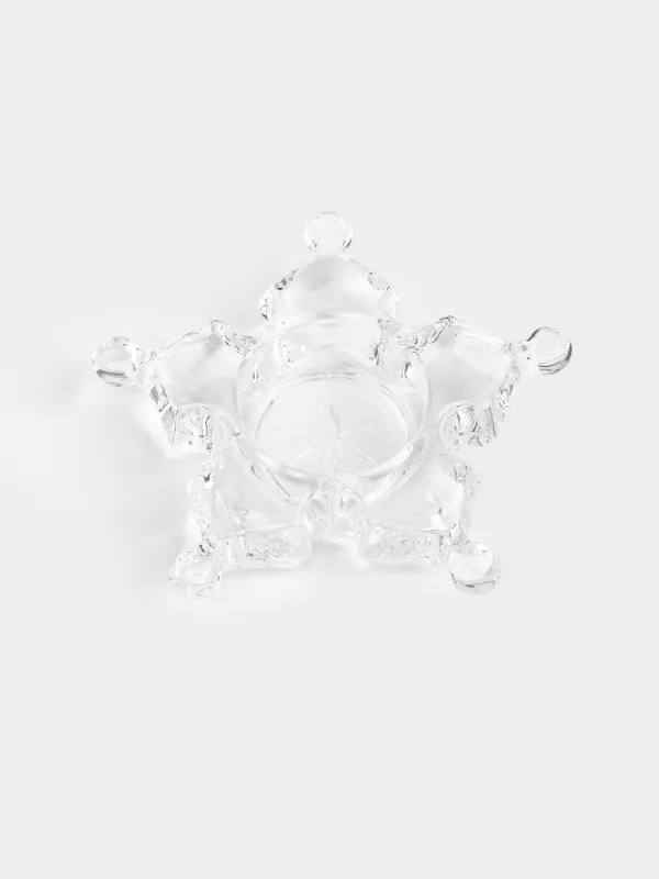 Подсвечник, 11 см, для чайной свечи, стекло, Снежинка, Snowfall, image-1