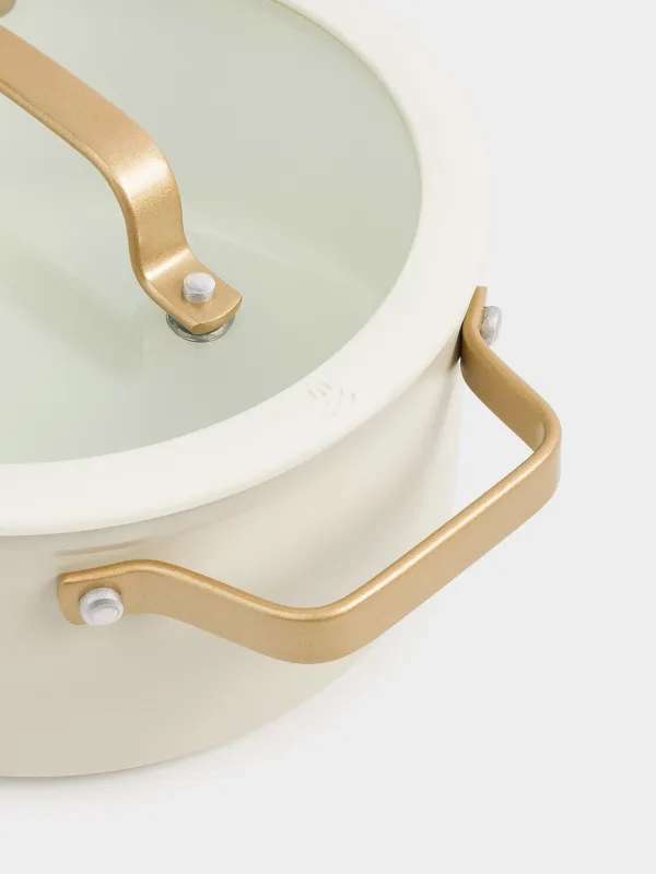 Кастрюля, 20 см, 2,8 л, с крышкой, с покрытием, алюминий, молочная, Piatto gold, image-4