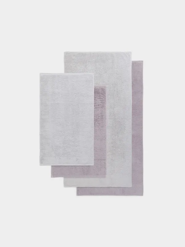 Комплект полотенец, 50х90/70х140 см, 4 шт, хлопок, лиловый/светло-серый, Terry cotton, image-1