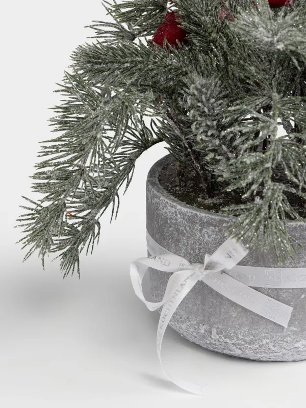 Композиция новогодняя, 30 см, Хвоя с шиповником, Conifer decor, image-2