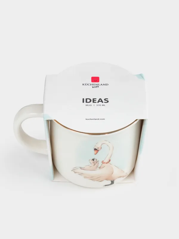 Кружка, детская, 370 мл, фарфор N, белая, Лебеди, Ideas, image-4
