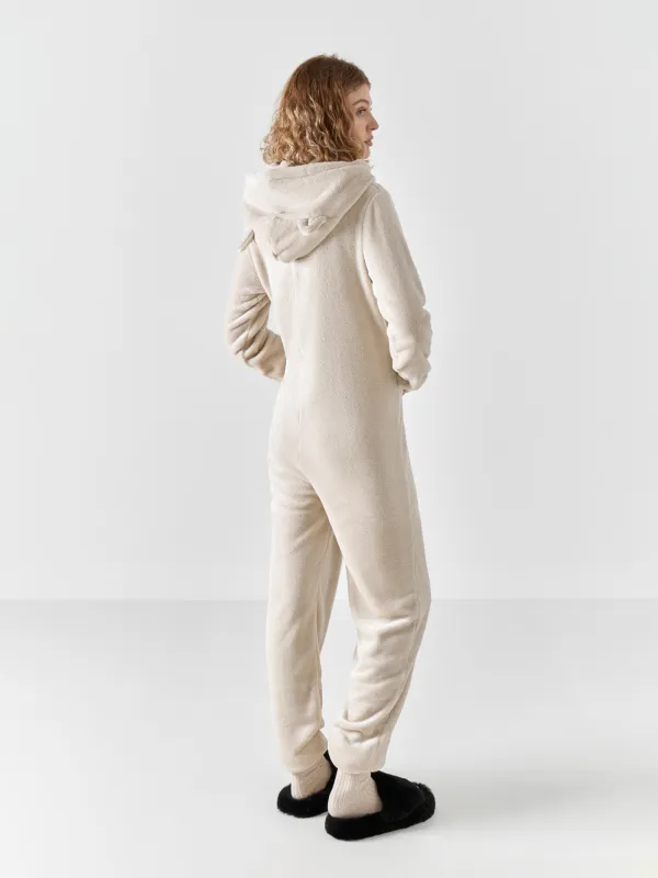 Комбинезон женский, домашний, с капюшоном, флис, серый, Кот, Annie, image-4