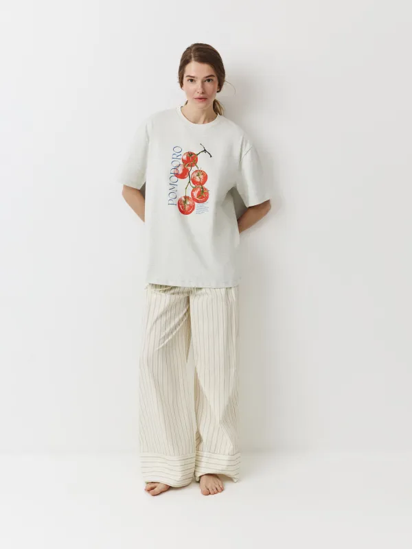 Футболка женская, серый меланж, Pomodoro, Alvida, image-1