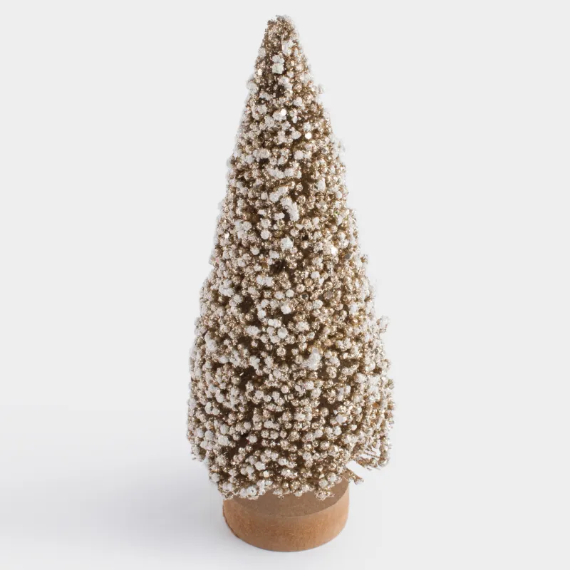 Статуэтка, 21 см, на подставке, пластик/металл, бело-золотистая, Заснеженная ель, Frosty sparks, image-2