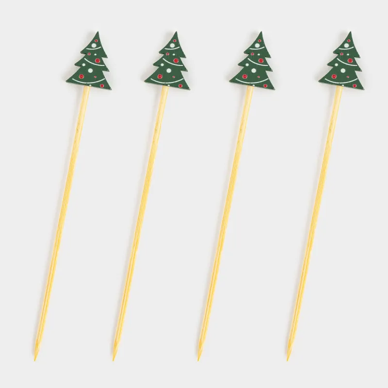 Шпажка для канапе, 9 см, 20 шт, бамбук, зеленая, Наряженная ель, Elegant details