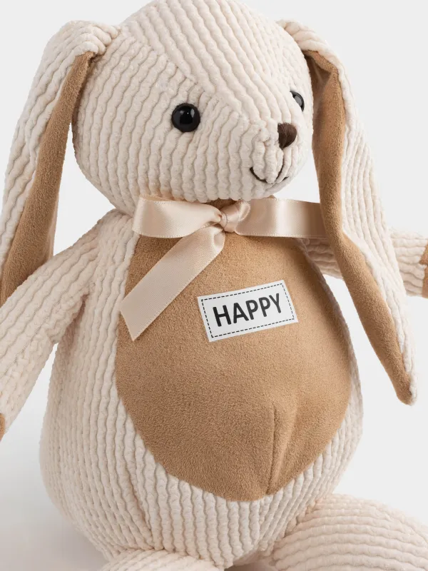 Игрушка, 21 см, мягкая, полиэстер, бежевая, Зайка с бантиком, Rabbit, image-5