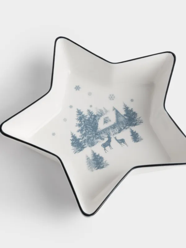Блюдо, 17х16х4 см, Звезда, Дом в лесу, Winter tale, image-2