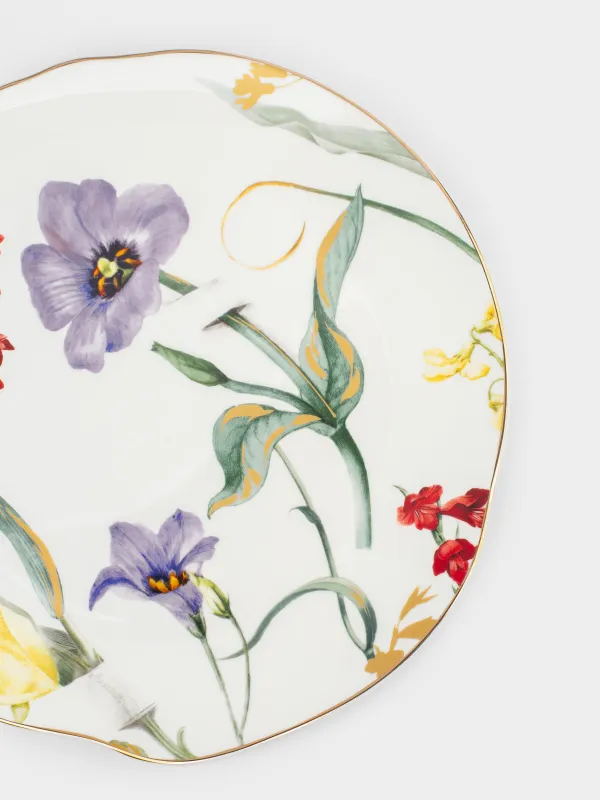 Тарелка обеденная, 26 см, фарфор N, белая, с золотистым кантом, Цветы, Night flower, image-4