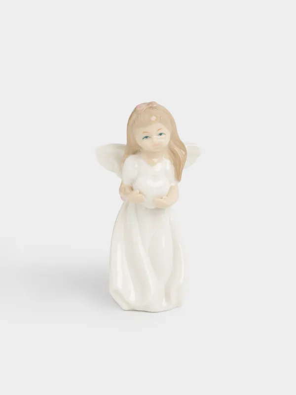 Статуэтка, 12 см, фарфор P, молочная, Ангел с сердцем, Angel figurine, image-0