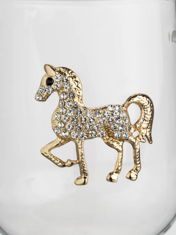 Кружка, 580 мл, стекло Б/металл, Золотистая лошадь, Lux elements, image-3