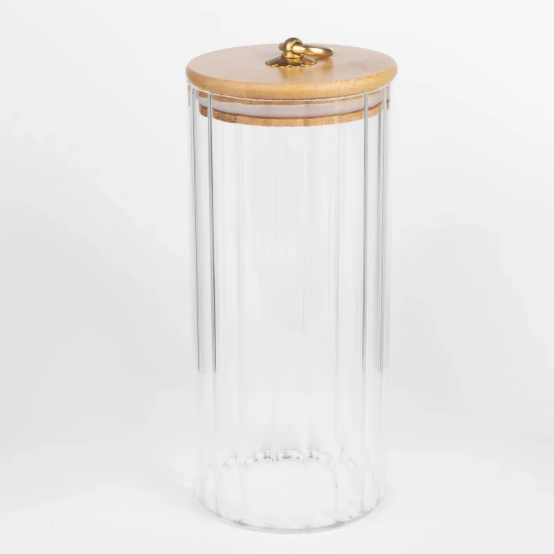 Банка для сыпучих продуктов, 1,1 л, стекло Б/бамбук, Camellia