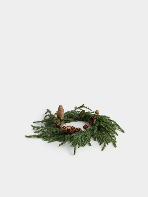 Венок рождественский, 49 см, Ель с шишками, Conifer decor, image-3