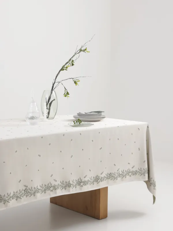 Скатерть, 160х160 см, из жаккарда, Зеленые цветы, Green flowers, image-6