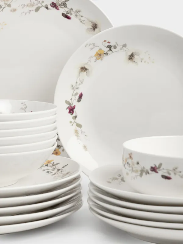 Сервиз обеденный, фарфор N, белый, Floweri, image-4