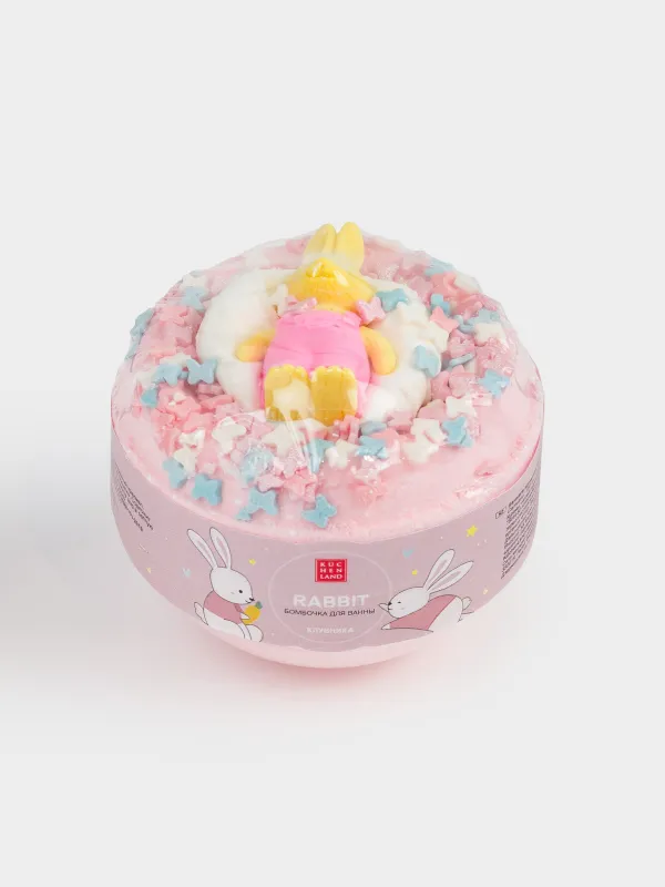 Бомбочка для ванны, 130 гр, с игрушкой, розовая, Клубника, Кролик, Rabbit, image-3