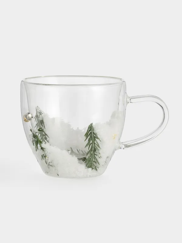 Кружка, 300 мл, 2 шт, стекло Б, с еловыми ветками и колокольчиками внутри, Air decor, image-1
