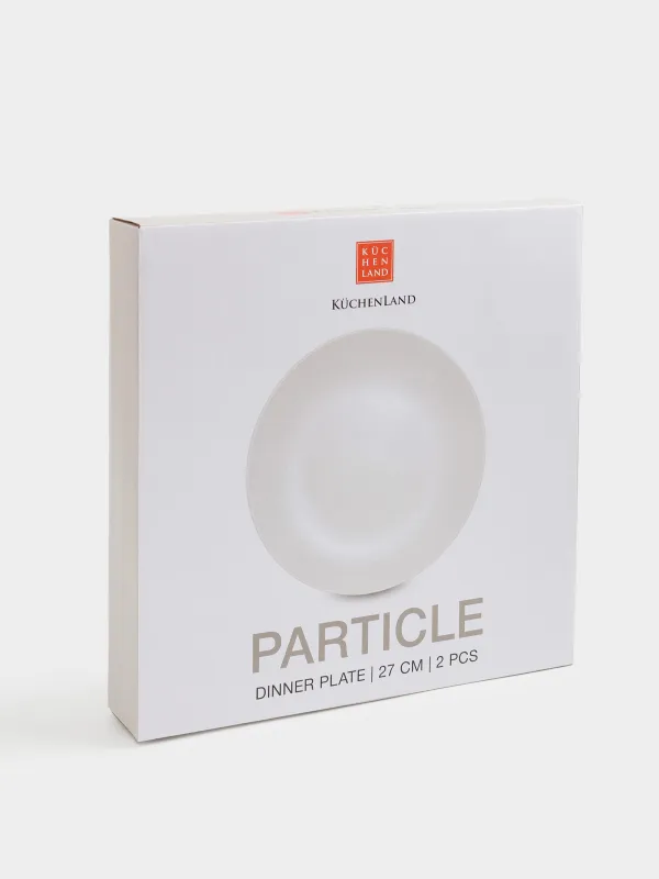 Тарелка обеденная, 27 см, 2 шт, керамика, молочная, в крапинку, Particle, image-6