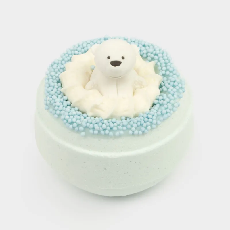 Бомбочка для ванны, 130 гр, с игрушкой, голубая, Ежевика, Мишка, White bear
