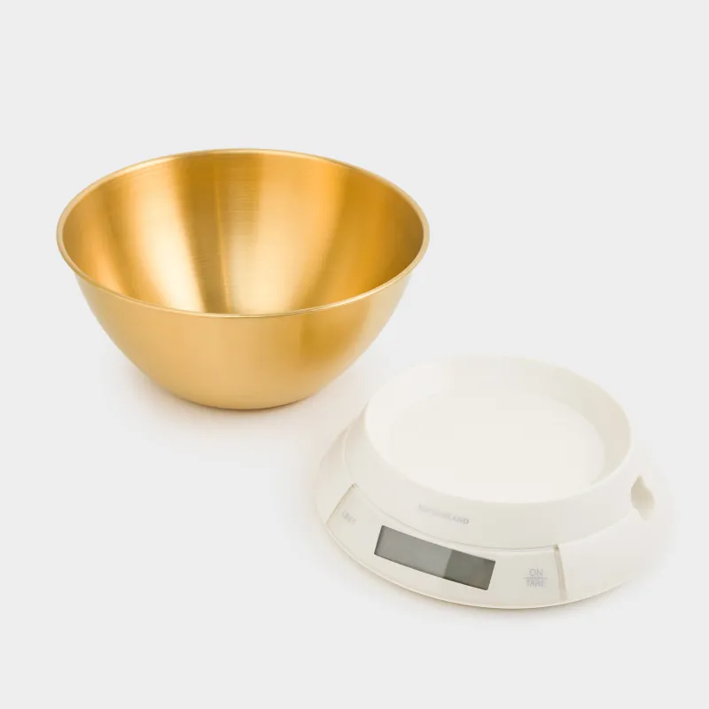 Весы кухонные, 21х13 см, электронные, с миской, пластик/сталь, молочно-золотистые, Classic gold, image-2