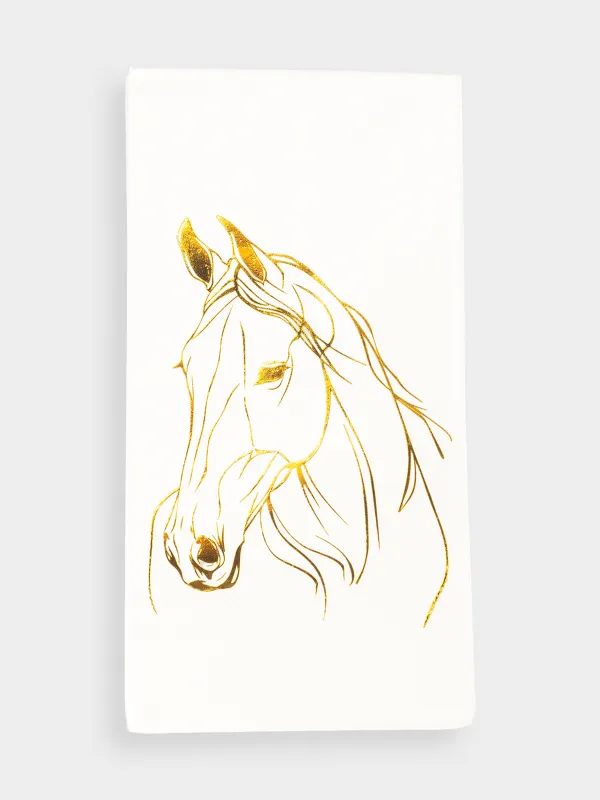 Салфетки бумажные, 33х33 см, 20 шт, прямоугольные, белые, Золотистая лошадь, Horse gold, image-0