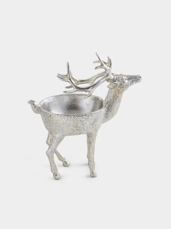 Конфетница, 25x14x27 см, полирезин, серебристо-коричневая, Олень, Deer, image-1