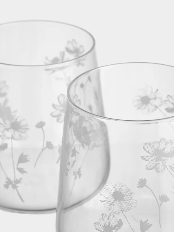 Стакан, 10 см, 420 мл, 2 шт, стекло, Белые цветы, Bloome, image-2