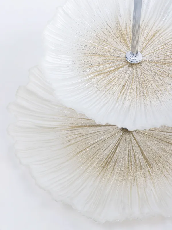 Подставка для пирожных, 21х28/26 см, 2 яруса, стекло Р/металл, молочная/шампань, Verge, image-1