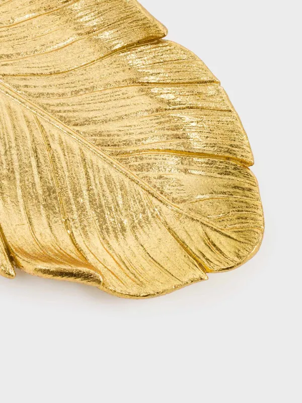 Блюдо декоративное, 25х11 см, полирезин, золотистое, Перо, Feather, image-4