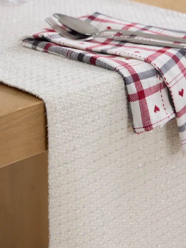 Дорожка настольная, 40х160 см, полиэстер, белая, Серебристая клетка, Cage silver, image-4